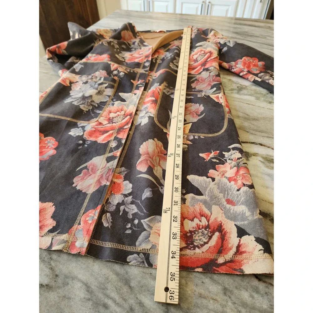 NWOT Anthropologie Solitaire Floral‎ Duster Open Front Cardigan Boho Vegan Suede